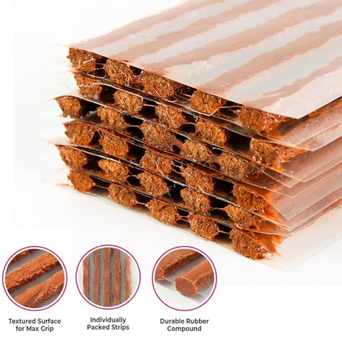 Image of amiciAuto Tubeless Tyre Puncture Repair Strips (30 Strips Pack) | Heavy-Duty, Leak-Proof & Extra Sticky Rubber Strips for Car, Bike & Scooter | Strong Grip, Long-Lasting Seal for Emergency Tyre Repair