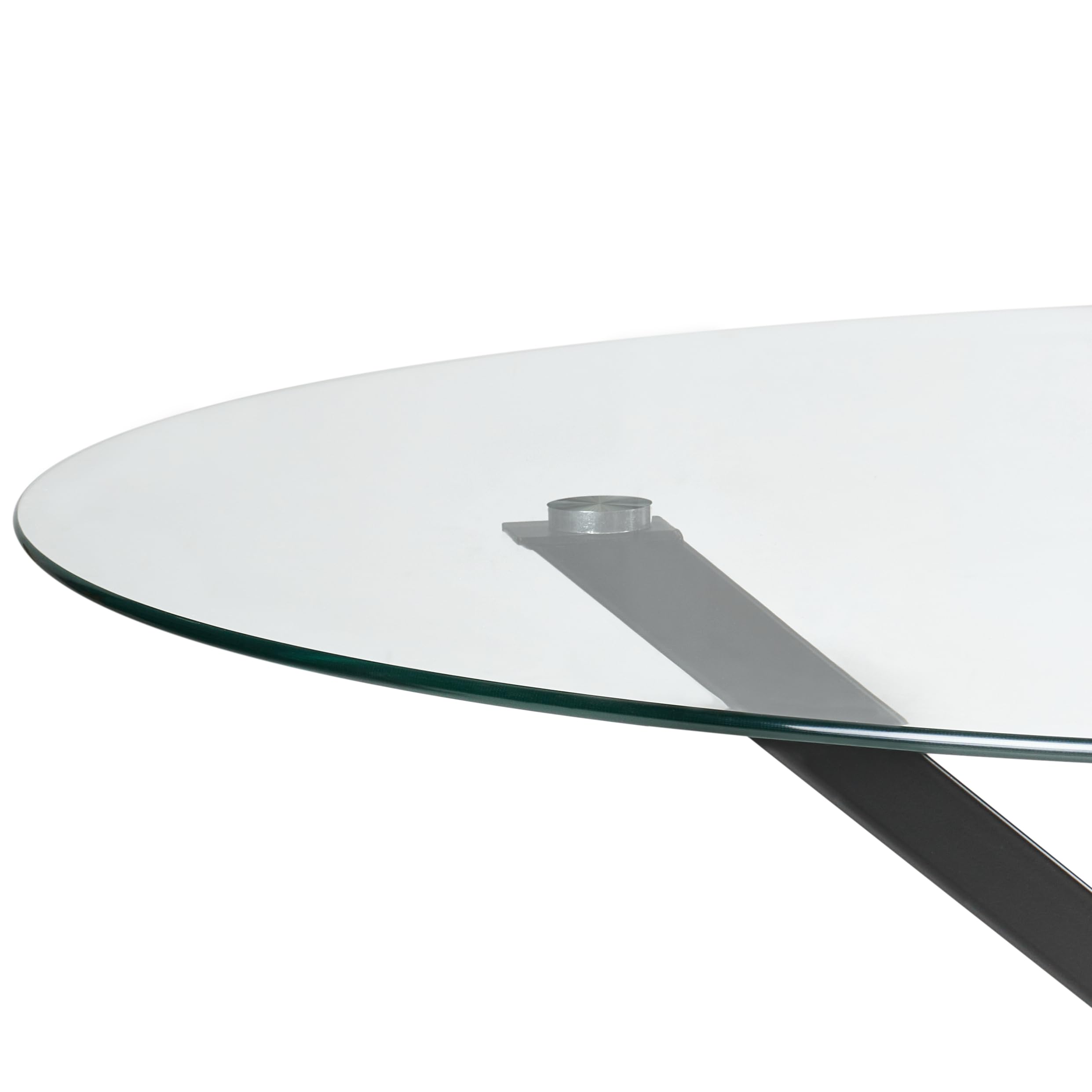 Beliani Tavolo da pranzo rotondo Glamour ⌀120 cm Piano in vetro temperato Gambe d'accento Nero