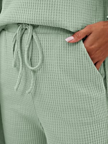 Image of Eurivicy Womens Lounge Set Waffle Knit 3 Piece Pajama Sets Tank Tops Loose Pants with Long Cardigan Loungewear 2026
