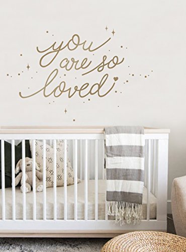 Simple Shapes You Are So Loved Quote Lettering Wall Decal With Diamonds, Dots, And Heart - Gold #TOP5