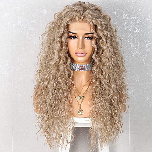Sapphirewigs Perruque synthétique bouclée avec dentelle frontale pour femme - 33 x 7,6 cm - Résistante à la chaleur - Pour fête de Noël et Halloween - 66...