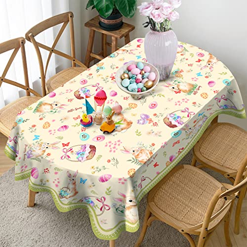 Virtumob Oval Tablecloth,H, Easter Table Cloth Oval 60X84 Inch, Spring Floral And Bunny Dining Table Cloths Indoor Or Outdoor Holiday Spring Table Decorations For Dinner Holiday Parties #TOP2