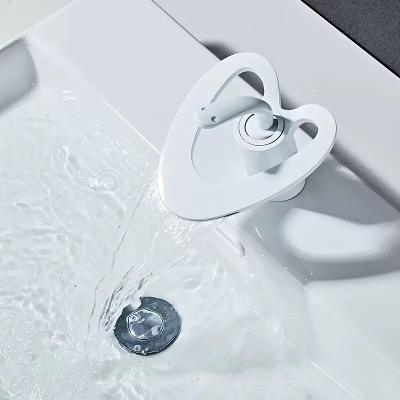 Grifo de lavabo con efecto cascada de agua caliente y fría en acabado negro mate