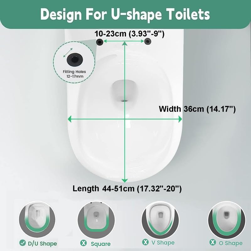 Tavoletta WC Universali Copriwater forma D, 37 * 47cm Sedile WC con Chiusura Ammortizzata Asse WC con Sgancio Rapido a un Pulsante, Bianco