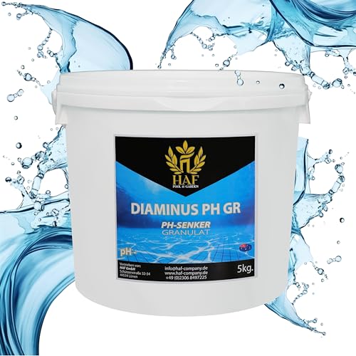 HAF® Reductor de pH/pH Menos granulado 5 kg – Para una reducción rápida y fiable y regular del pH en piscina, piscina y jacuzzi – Calidad: fabricado en Europa – Cantidad: 1 x 5 kg