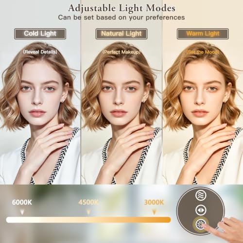 Image of 60 inch x 30 inch Led Bathroom Mirror with Lights, Anti-Fog & Tri-Color Lighting - Wall Mounted Shaving Mirror with, Waterproof & LED Vanity Mirror,Tempered Glass, Dimmable Mirror
