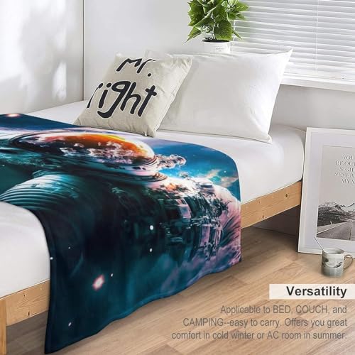 Couverture astronaute impression 3D polaire flannel linge de lit 140x180 - 7