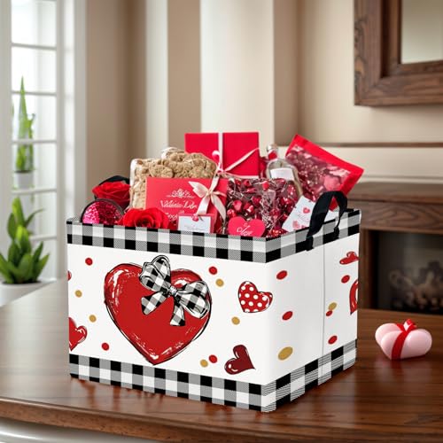 Image of Cute Large Valentine's Day Gift Basket Empty Heart Decor Storage Bin for Kid Baby Room Decor (Bow Big Love)