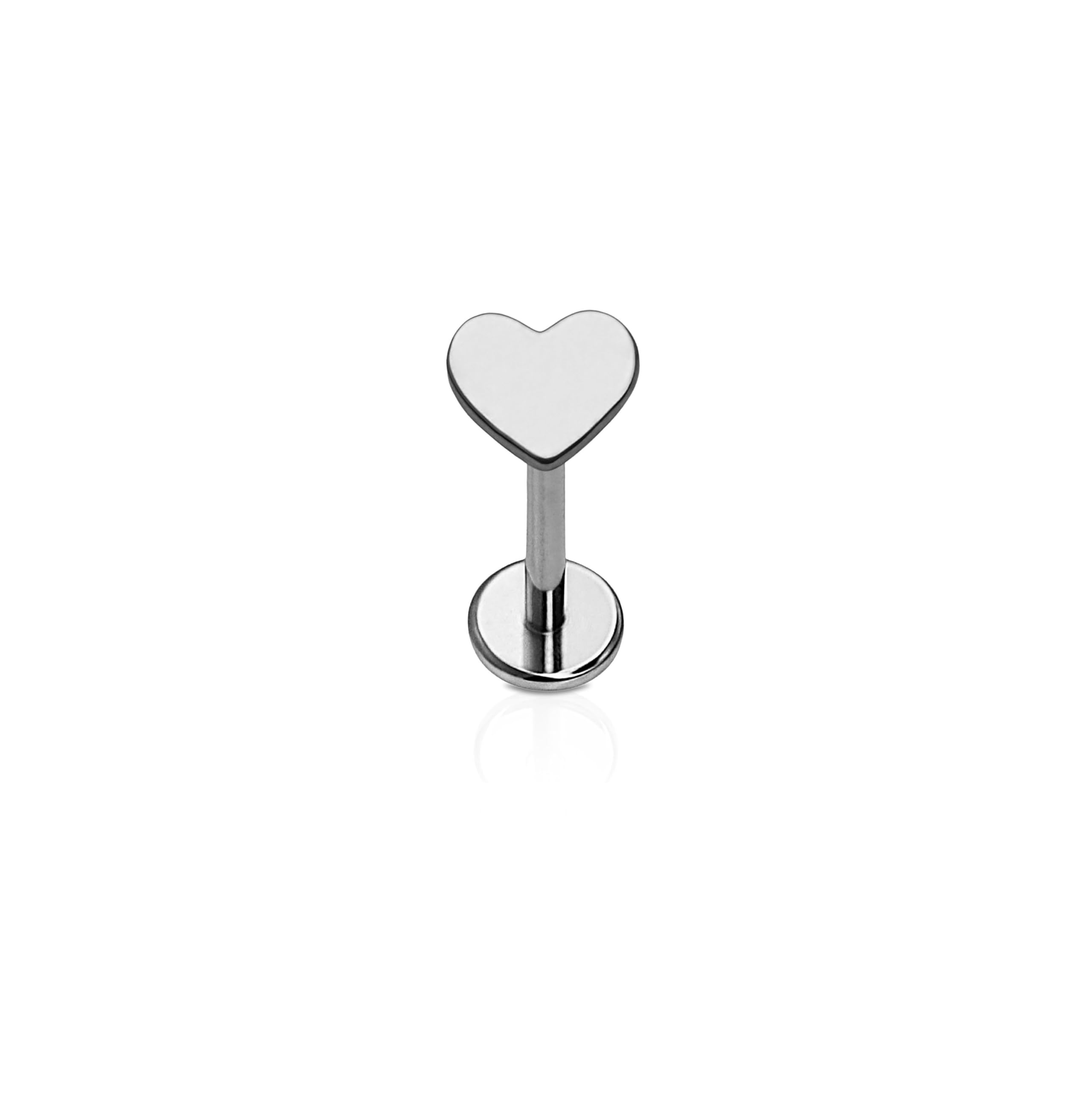 Cords Club Heart Flat Back Stud – ASTM-F136 Implant Grade Titanium - Push Pin Design for Sensitive Ears – Available in 18K PVD Gold Plated & Titanium