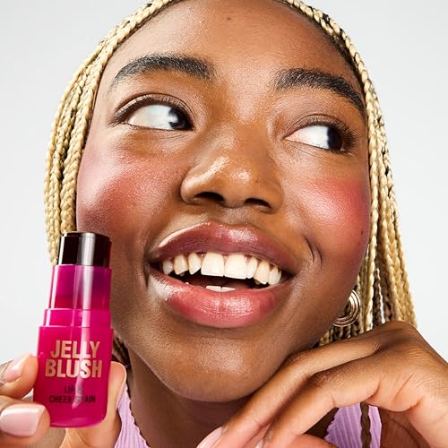 Image of Revolution Jelly Blush Stick Lip & Cheek Stain, Cherry Red | Sheer, Buildable Coverage with Hydrating Hyaluronic Acid & Aloe for Multi-Use Glow, Vegan & Cruelty-Free