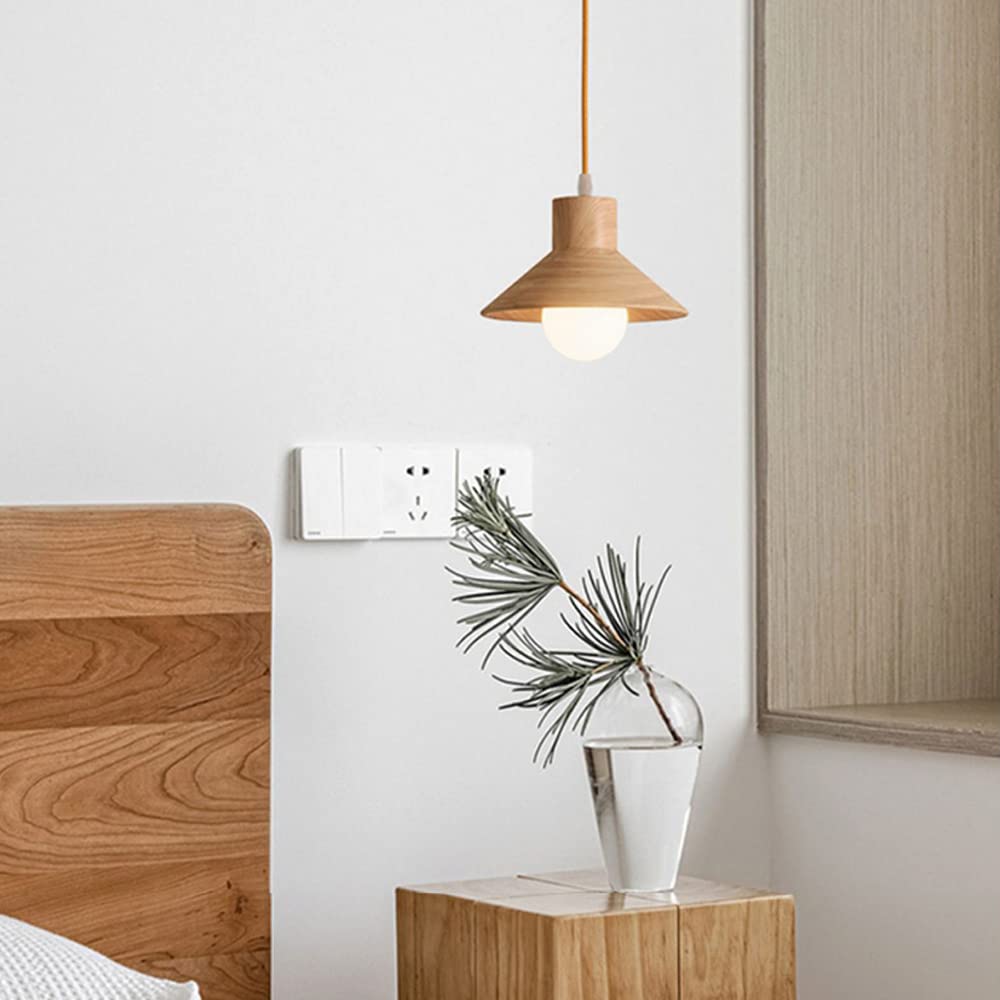 Lampa dekoracyjna z drewna gumowego, oświetlenie salonu jadalni, nowoczesny minimalistyczny prosty żyrandol, sypialnia przy łóżku mały żyrandol