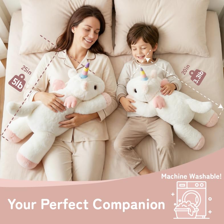 Image of Niuniu Daddy 25 inch 5 lb Weighted Unicorn Stuffed Animal for Adults Kids, Giant Large Plush Toy, Soft Body Pillow for Sleeping, Huggable Gift for Everyday Comfort