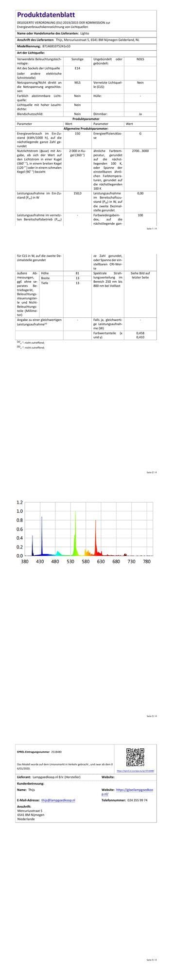 Lighto Ersatz für Halolux Ceram 150W E14 – Ø14mm, 2452 Lm 2900K, 10 Stück