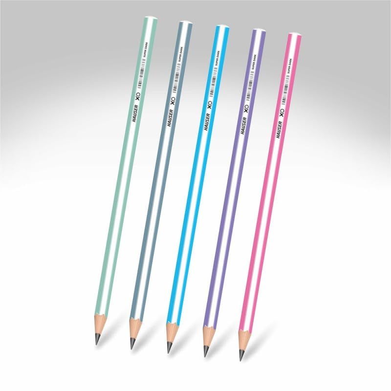 Image of Hauser Xo Super Dark Pencils Tumbler Pack | Attractive Pastel Colors Body | Ergonomic Hexagonal Body With 2.4mm Leads | Multicolor Body, 50 Pcs Stand