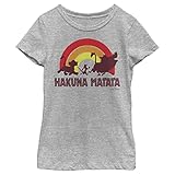 ディズニー ライオンキング ハクナ レインボー ガールズ ヘザー クルー Tシャツ, アスレチックヘザー, Medium