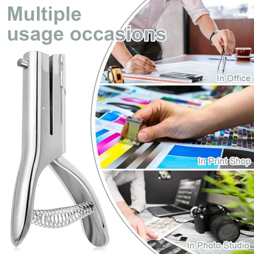 Image of Chumia 2 Pcs Heavy Duty Hole Punch 2 inch Long Reach 1 /4 Inch Paper Single One Hole Puncher Deep Throat Reduced Effort Hand Held Alloy Punch for ID PVC Cards 5 Inch Tall 25 Sheet Capacity