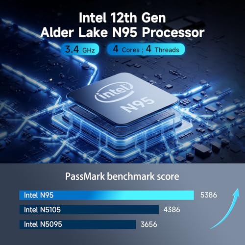 Image of Bmax Mini PC Win-11 Pro B4 Intel N95 Processor (Beat N100 /N97 /N150) up to 3.4GHz, 16GB DDR4 RAM /512GB SSD 4C /4T Small PC Support Ubuntu, 4K 60Hz Dual Display /HDMI /BT4.2 /VESA /Home /Office Micro Computer
