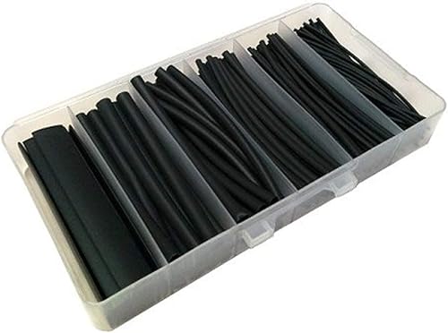 Electriduct Kit de tubos termorretráctiles de 170 piezas, relación 21, 4 pulgadas de longitud, rango de tamaños surtidos 116" a 38" (negro) Juego de