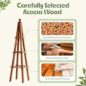 Idzo 61-Inch Upgraded Wood Obelisk Trellis for Climbing Plants Outdoors, Decorative Brown Finish, Durable Design, Space-Saving Structure, Easy to Assemble, Ideal for Gardens, Patios, and Indoor Use Idzo 61 Inch Upgraded Wood Obelisk Trellis for Climbing Plants Outdoors Decorative Brown Finish Durable Design Space Saving Structure Easy to Assemble Ideal for Gardens Patios and Indoor Use