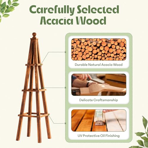 Idzo-61-Inch-Upgraded-Wood-Obelisk-Trellis-for-Climbing-Plants-Outdoors-Decorative-Brown-Finish-Durable-Design-Space-Saving-Structure-Easy-to-Assemble-Ideal-for-Gardens-Patios-and-Indoor-Use Idzo 61 Inch Upgraded Wood Obelisk Trellis for Climbing Plants Outdoors Decorative Brown Finish Durable Design Space Saving Structure Easy to Assemble Ideal for Gardens Patios and Indoor Use