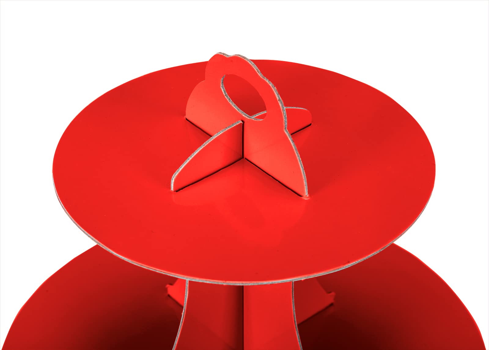 3-poziomowy czerwony kartonowy stojak na babeczki (30 szer. x 30 cm wys.) Wieża garnitur do pokoju dziecięcego na imprezę dla dzieci 1 zestaw (czerwony)