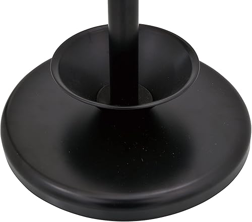 Miniatura 7 de MyGift Perchero de entrada de metal independiente y soporte para paraguas con base redonda resistente y 6 ganchos de madera sintética