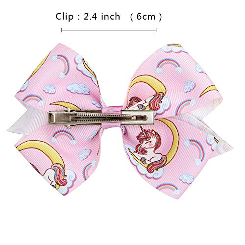 image for TAYESHA 6 Pieces/Set 5 Inches Rainbow Printed Knot Ribbon Siwa Bows Fo