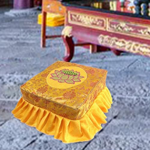 Yiju Kneeling Stool Kneeling Bench with Washable Cover Gift Comfortable Flat Seat Buddha Meditation Floor Seat for Deep Meditation, Yellow Set2
