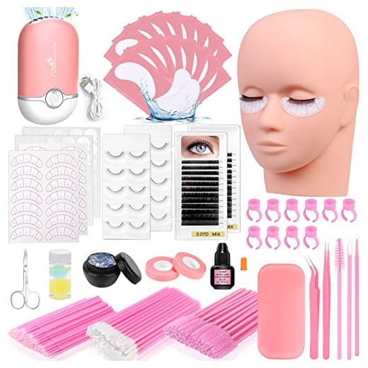 Lash Extension Kit for Beginners, Professional Eye Lashes Extension Kit with Everything: Lash Mannequin Head, Individual Eye Lashes, Glue, Tweezers Lash Extension Supplies for Training Makeup Practice