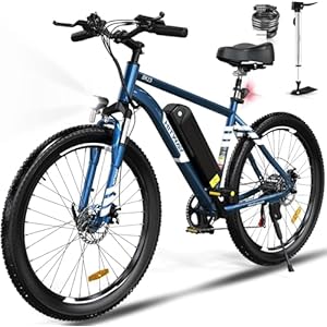 HITWAY E-bike elektrische mountainbike, 26 inch 3,0/4,0 brede banden, pedelec, 250 W motor, 48 V, 15 Ah, afneembare accu, 7 versnellingen, bereik tot 45-80 km