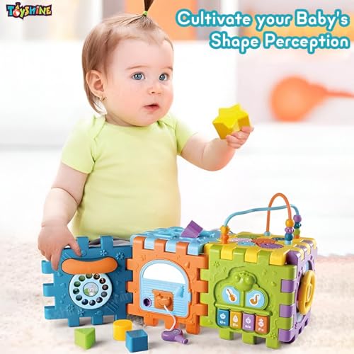 Image of Toyshine 6 in 1 Educational Shape Sorter Baby Activity Cube Montessori Toy Gift for Babies 6-18 Months, Multicolor