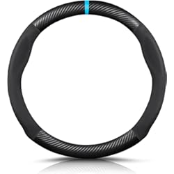 Funda Volante Logitech G29 Ergocar Forma Redonda Fibra de Carbono y Cuero PU de Microfibra Funda Volante Coche Antideslizante Accesorios Coche Transpirable Estilo Deportivo Para diámetro 38cm (15 ")-Negro Azul
