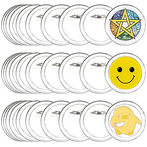 30 Pcs 2.4 Inch Acrylic Design Button Badge,Acrylic Round Badge,Clear Acrylic Button Badges Kit for DIY Craft Supplies