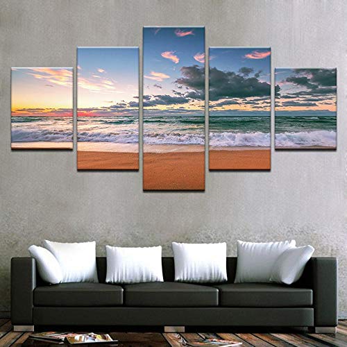 Toile impression peinture plage pour s'évader depuis son salon - 4