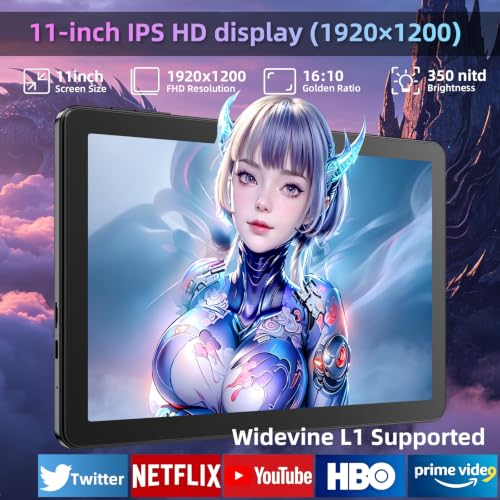 Image of 11 inch Tablet with Keyboard,Android 16 Tablet with Octa Core Processor | 32GB+128GB (1TB Expand),1920x1200 IPS HD Touchscreen,8MP+16MP Dual Camera,Widevine L1,8000mAh , WiFi /GPS,Case Included
