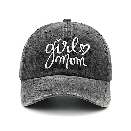 Girl Mom Hat for Mother's Birthday, Adjustable Funny Embroidered Baseball Cap for Women Black