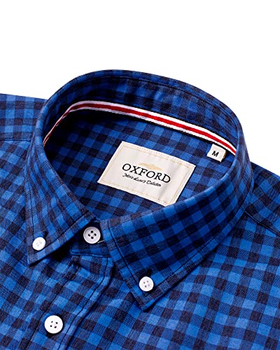 Image of Alimens & Gentle Mens Solid Oxford Shirt Long Sleeve Dress Shirt Work Casual Button Down Shirts with Pocket