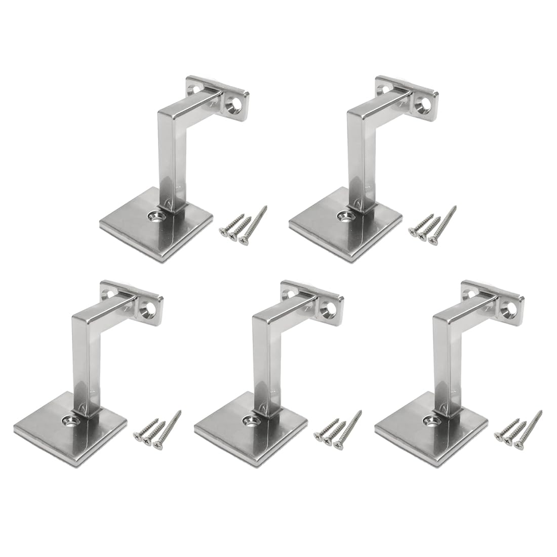 Jnchdghwa As Shown Square For Staircase Stair Railing Brackets With Screws(Satin)- Pack Of 5 Handrail