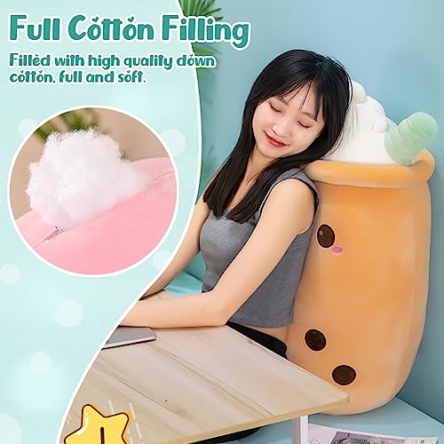 Bobomon Bubble Tea Kuscheltier PlüSchtier XXL SüßE Kissen, Kawaii Bubble Tea Cup Plushie Stofftier Boba Teetasse PlüSch Spielzeug Deko (Kaffee, 23cm)