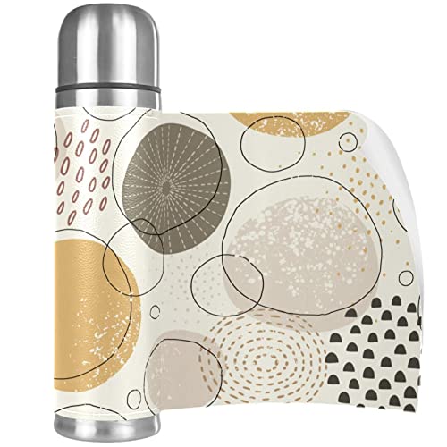 Stainless Steel Leather Vacuum Insulated Mug Abstract Thermos Water Bottle For Hot And Cold Drinks Kids Adults 16 Oz #TOP7