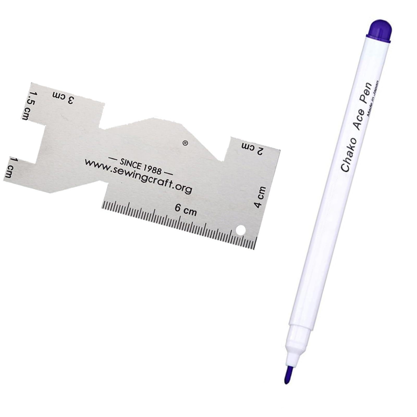 Water Soluble Trick Marker with Metal Quilting Ruler Fabric Marker Water Erasable Fabric Marking Pen for Quilting Sewing Dressmaking Marking Tool