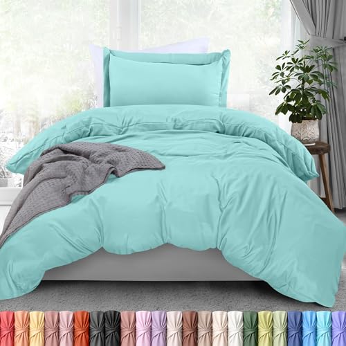 Image of Utopia Bedding Duvet Cover Twin Size - 2 Piece with Zipper Closure - 1 Comforter Cover 68X90 Inches & 1 Pillow Sham 20X26 Inches (Spa Blue) Comforter Not Included