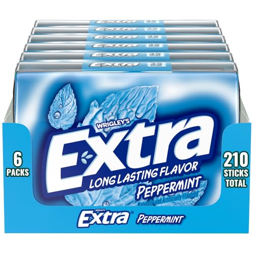 EXTRA Gum Peppermint, Bulk Chewing Gum Sugar-Free, Mega Pack of 6 with 35 Sticks Each