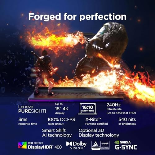 Image of Lenovo Legion 9i Gen10 18 inch 4K 240Hz Gaming Laptop, Intel 24 Core Ultra 9 275HX, NVIDIA GeForce RTX 5090 (24GB GDDR7), 64GB DDR5, 4TB SSD, Vapor Cooling, Backlit KB, Thunderbolt 5, WiFi 7, BT 5.4