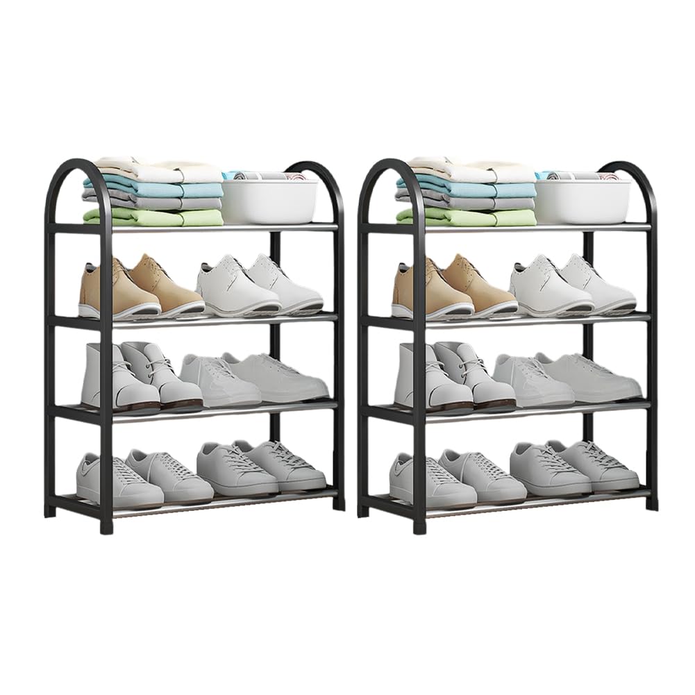 CTRLZS Shoe Rack, Shoe Cabinet for Entrance and Front Door Entrance 4 Tier Shoe Cabinet, Easy to Install, Black