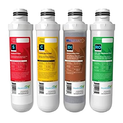 Aquaticlife Twist-in Replacement Pack Cartridges, Sediment + Carbon + 100 Gpd Membrane + Deionization