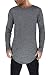 Moomphya Mens Extend Long Tail Hipster Hip Hop Streetwear T Shirts Curve Hem Long Sleeve Slim Longline T-Shirt