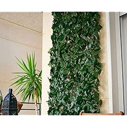 COMERCIAL CANDELA FELPUDOS Y ALFOMBRAS Celosia Extensible de Mimbre Natural con Hojas de Hiedra 1x2 Metros