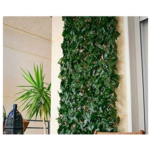 COMERCIAL CANDELA FELPUDOS Y ALFOMBRAS Celosia Extensible de Mimbre Natural con Hojas de Hiedra 1x2 Metros
