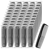 NICEMOVIC Pocket Combs Bulk for Men 50 Pack, Homeless Supplies Bulk, Mens Hair Beard Barber Disposable Wide Fine Tooth Travel Plastic Small Mini Comb Set Individually Wrapped for Hotel Shelter (Black)